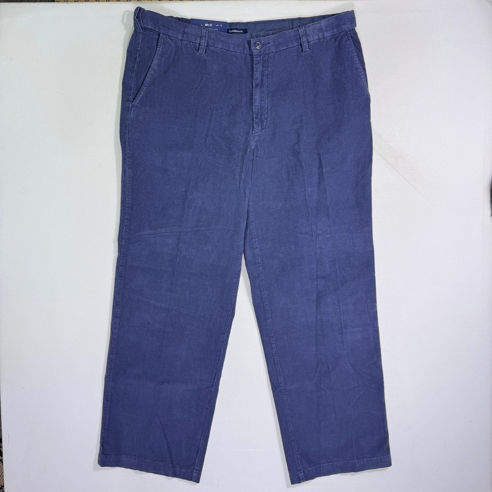 Croft & Barrow Mens Blue Corduroy Pants Flat Front 40x32 (40x31) NWT Casual